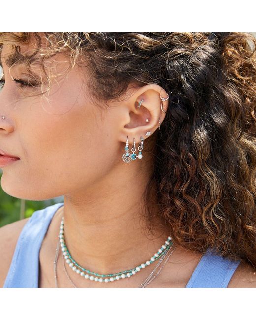 Zohreh Metallic Hammered Huggie Hoop Earring Sterling