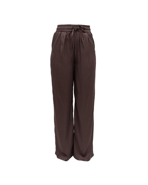 Janara Jones Brown Chocolate Viscose Wide-Leg Trousers