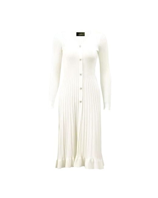 Chanel Joan Elkayam White Neutrals Ruffled Hem Knitted Dress