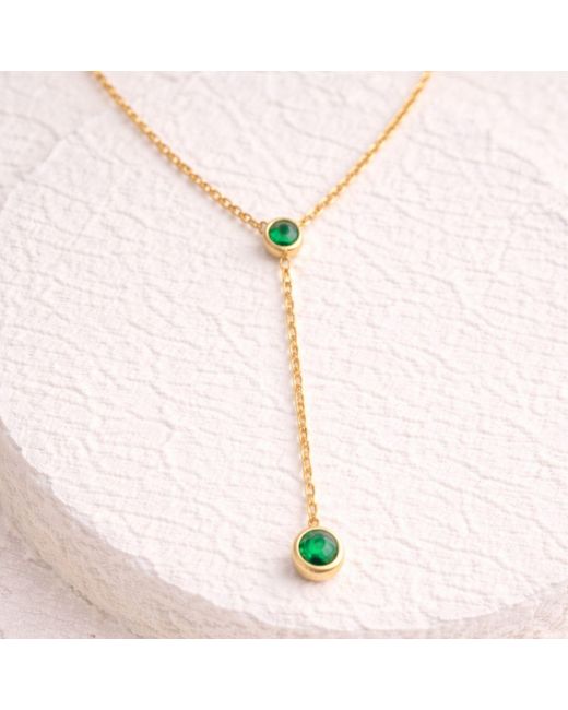 Lily Flo Jewellery Metallic Aurora Emerald Lariat Neccklace
