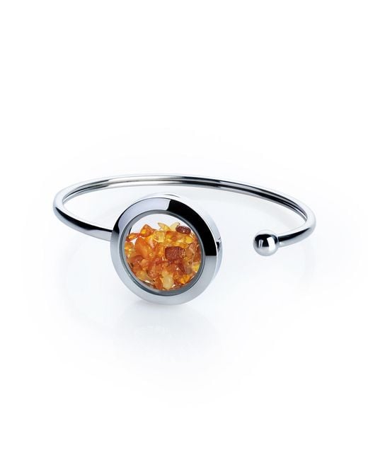 My Little Nature Blue Premium Quality Designer Cuff Bracelet With Genuine Amber Stones – Gift For Her