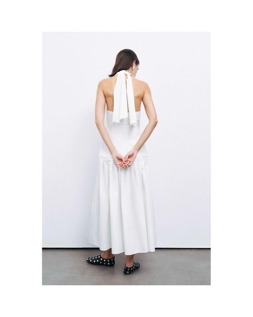 Nocturne White Backless Halter Neck Midi Dress – Off