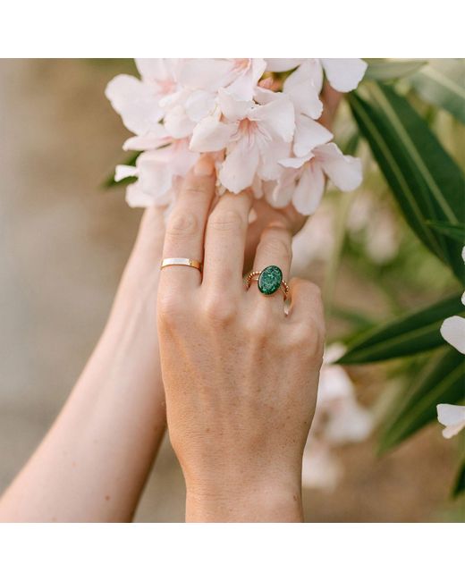 Kate Koel Green Statement Emerald Oval Cocktail Ring