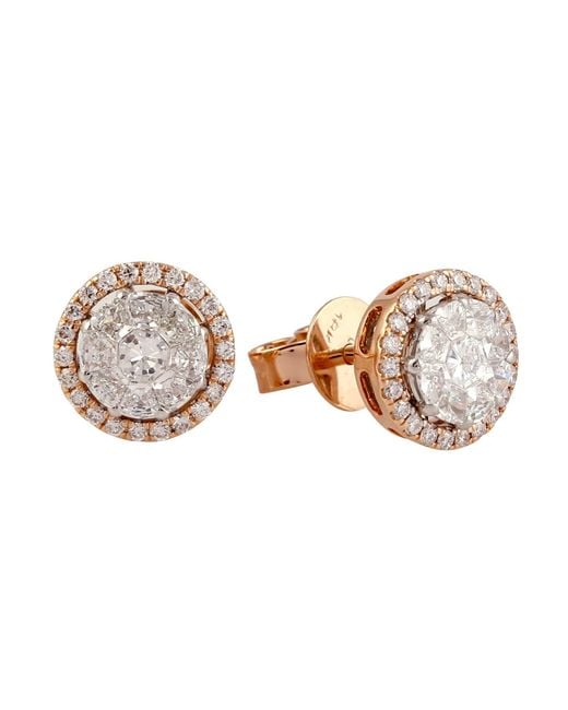 Artisan Brown Natural Diamond In 18k Rose Gold Stud Earrings