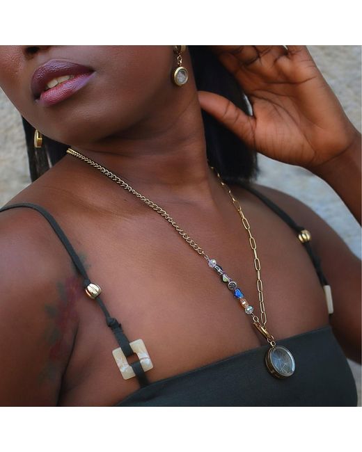 My Little Nature Metallic Dandelion Necklace With Beaded Chain 18K Plated Chain