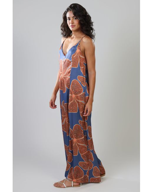 Traffic People Orange Full Bloom And Floral Ithaca Sleeveless Jumpsuit
