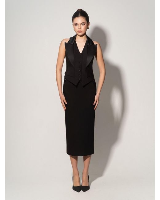 Tia Dorraine Black Single-Breasted Waistcoat & Skirt Set