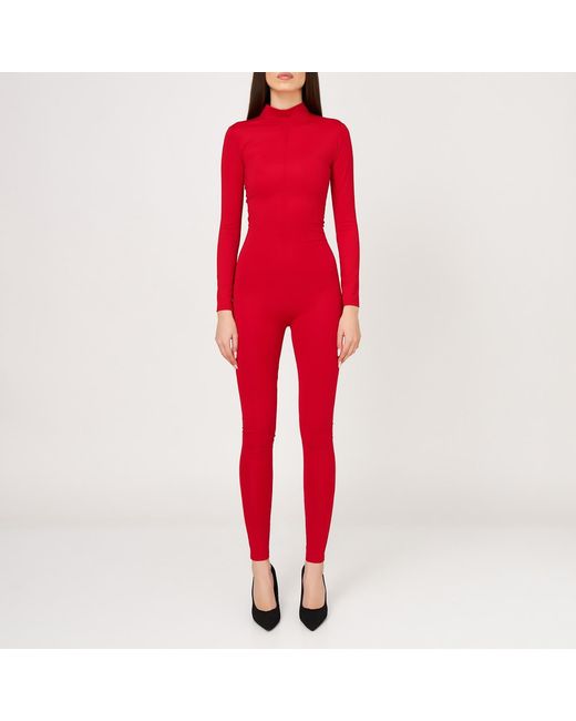 LIA ARAM Red Long-Sleeved Fitted Jumpsuit