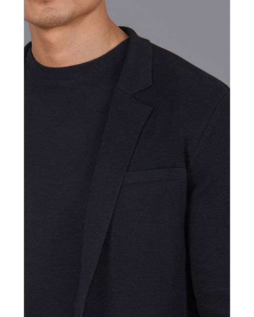 Paul James Knitwear Black Lightweight Cotton Corneliuss Formal Knitted Blazer for men
