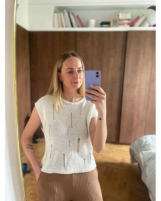 SALANIDA White Terra Distressed Linen Top