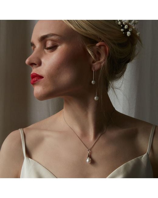 Lucy Quartermaine White Double Pearl Earrings