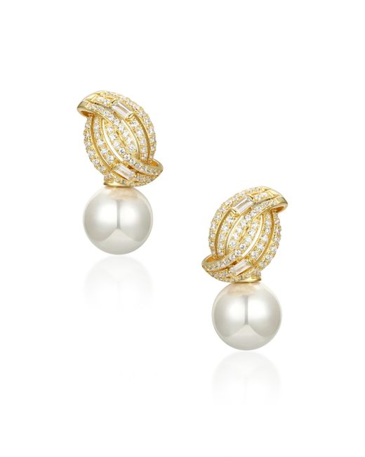 Santinni Metallic 'Balmoral' Pearl Drop-Plated Earrings