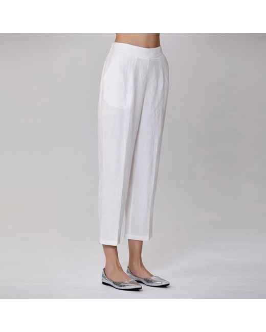 Smart and Joy White Straight Linen Pants