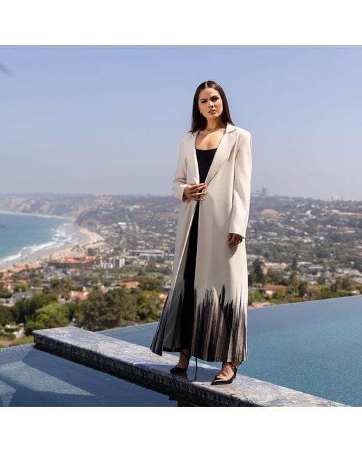 Roqaia Fashion House White Ombre Duster Kaftan