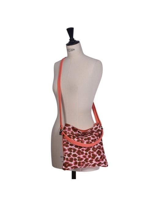 Owen Barry Red Cowhide Crossbody Shoulder Bag Pansy Coral Iggy