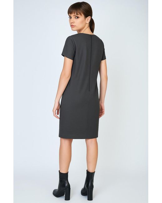 Conquista Gray Anthrcite Sack Style Punto Di Roma Short Sleeve Dress