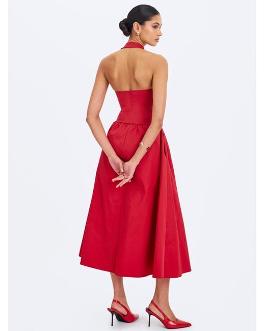 Miss Circle New York Ursel Crimson Gathered A-Line Midi Skirt