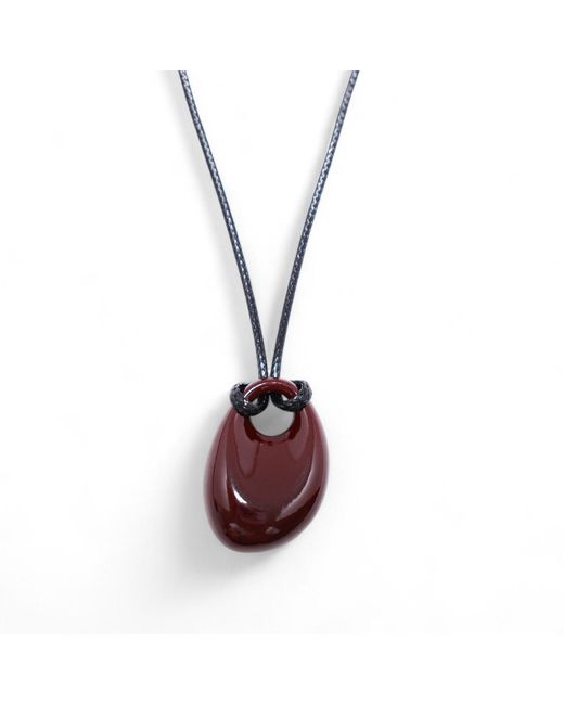 Miss Cecilia Red Oval Pebble Cord Necklace