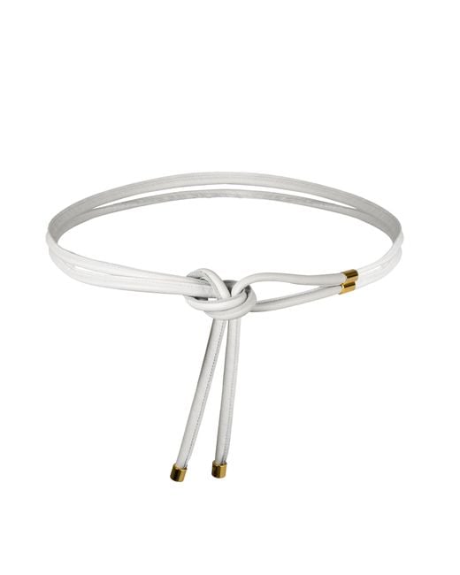 BeltBe White Skinny Wrap Leather Belt