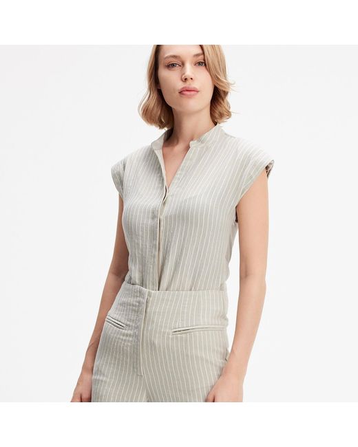 Smart and Joy Gray Bi-Material Striped Shirt