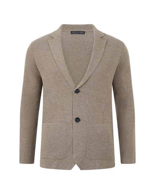 Paul James Knitwear Gray Lightweight Jaspe Cotton Ezra Knitted Blazer for men