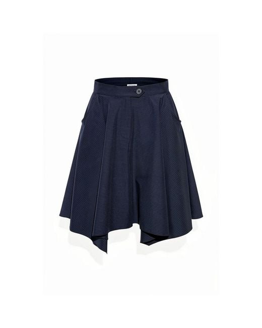 Rue Les Createurs Blue Striped Asymmetric High Waist Skirt