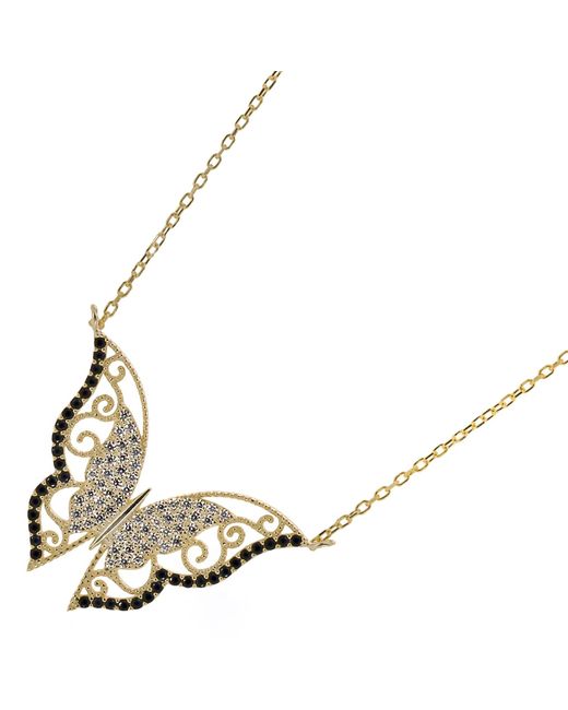 Ebru Jewelry Metallic Gold Sparkly Joyful Butterfly Necklace