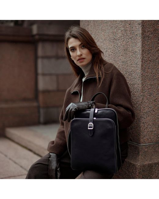 Time Resistance Black Convertible Leather Backpack Shoulder Bag