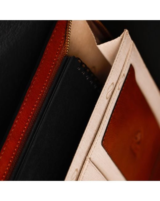 Time Resistance Brown Leather Documents Folder Organizer
