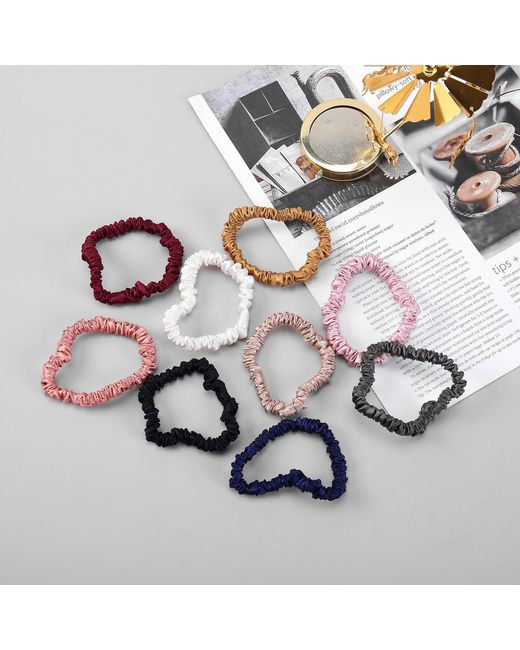 Soft Strokes Silk Metallic Pure Mulberry Silk Mini Scrunchie Set Of Five