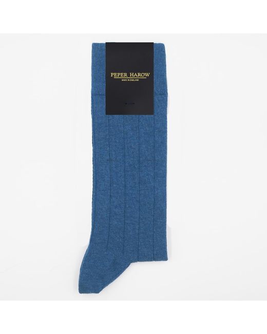 Peper Harow - Made in England Blue Indulgent Cashmere Socks for men