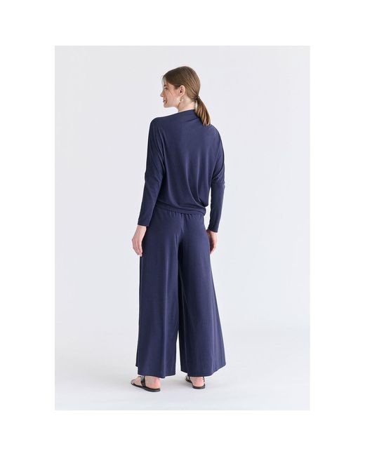 Paisie Blue Asymmetric Draped Lyocell Jersey Top