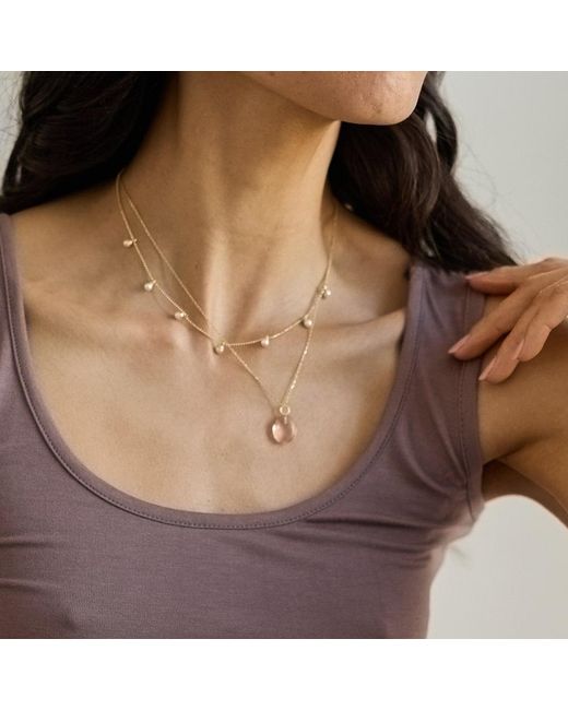 Amadeus Metallic Laura Chain Necklace & Tiny Pearls
