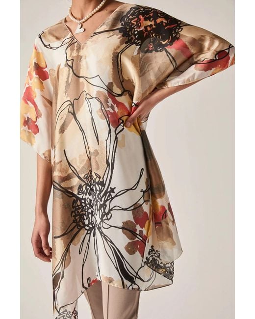 James Lakeland White Floral Sketch Kaftan