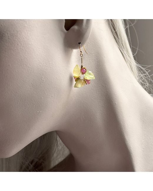 Lori Kaplan Design Metallic Signature Prehnite Buds With Sapphire Earrings