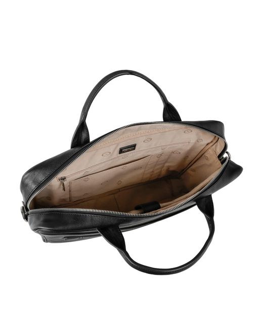 Time Resistance Black Leather Briefcase Laptop Bag for men