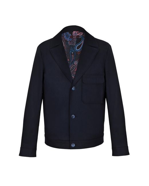DAVID WEJ Blue Ashford Relaxed Patch Pocket Jacket for men