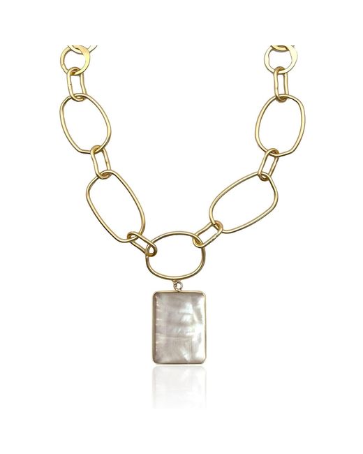 Rare Matters Jewelry Metallic Mother Of Pearl Statement Necklace