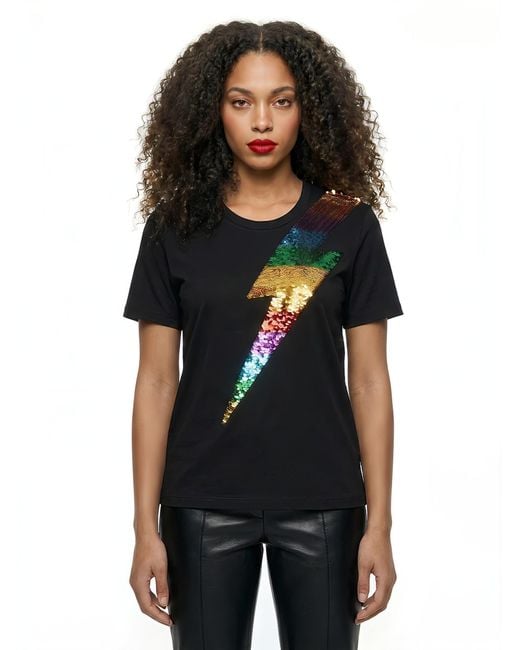 Any Old Iron Black Reversible Sequin Lightning T-Shirt