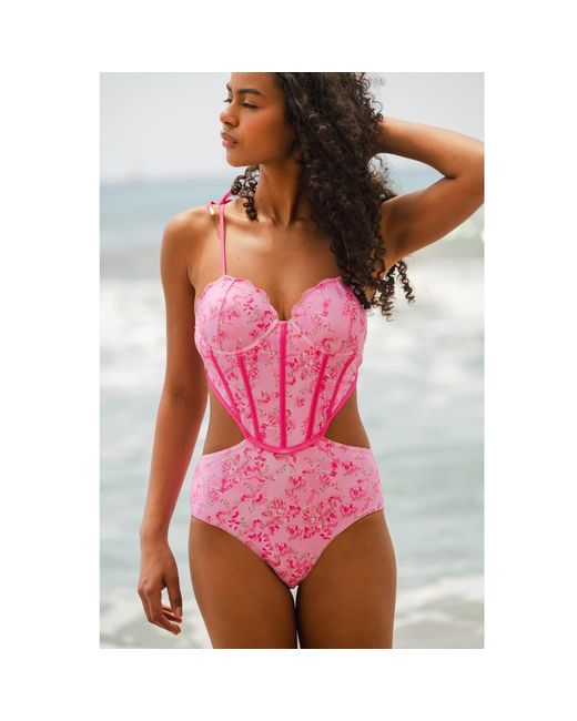 Jessie Zhao New York Pink Bloom One-Piece Swimsuit