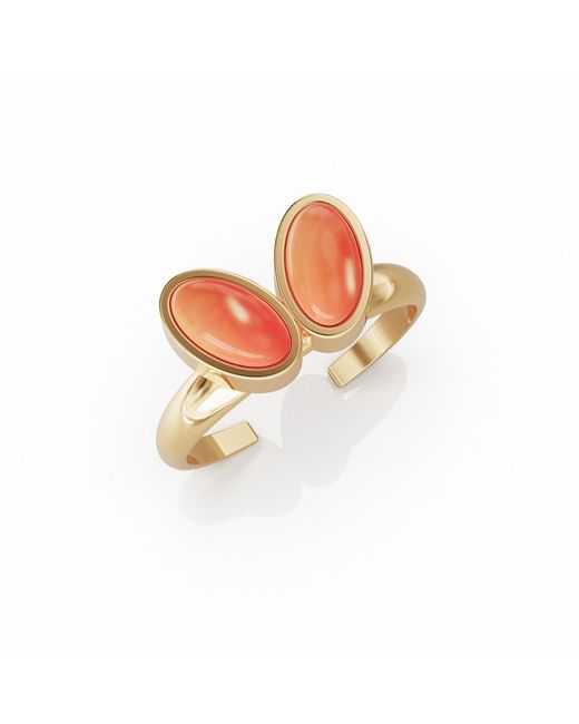 Linda Fiore Orange You & Me Baby Vermeil Ring With Carnelian