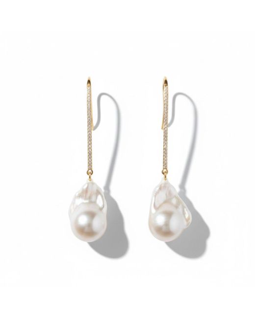 Figaru Fine Jewelry White Baroque Pearl Drop Earrings