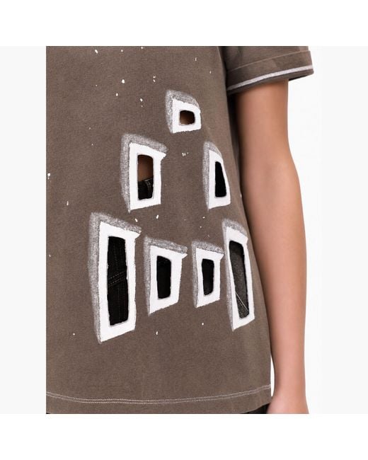 Gao Republic Gray T-Shirt Asymmetric Cut-Out Cotton