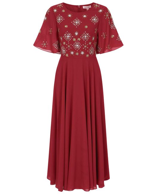 Frock and Frill Red Kelby Embellished Midaxi Dress