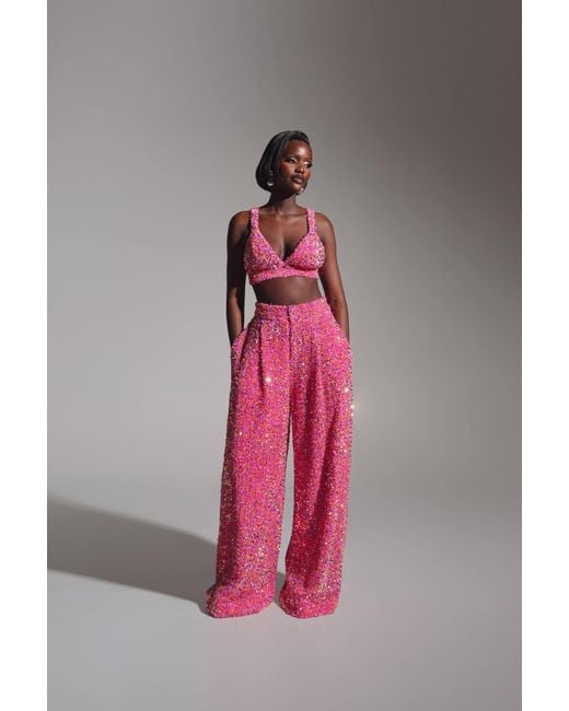 Ofuure Pink Liza Sequin Bra Top