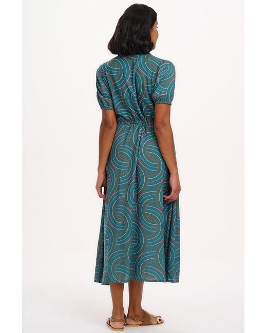 Sugarhill Green Cassandra Midi Shirt Dress Concentric Circles