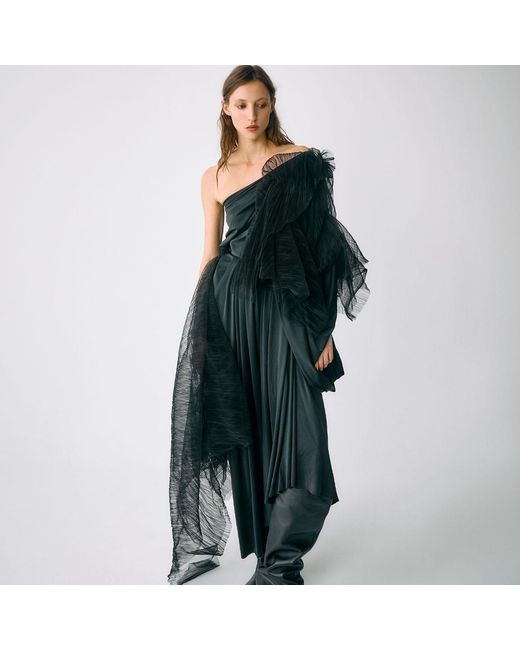 Miro Misljen Black Ethereal Drape Gown
