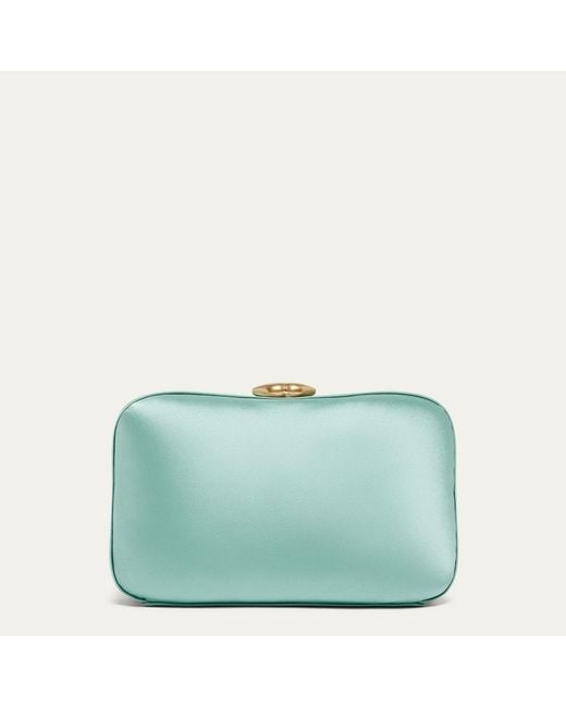 Lulu Guinness Green Sea Foam Satin Hayworth Clutch Bag