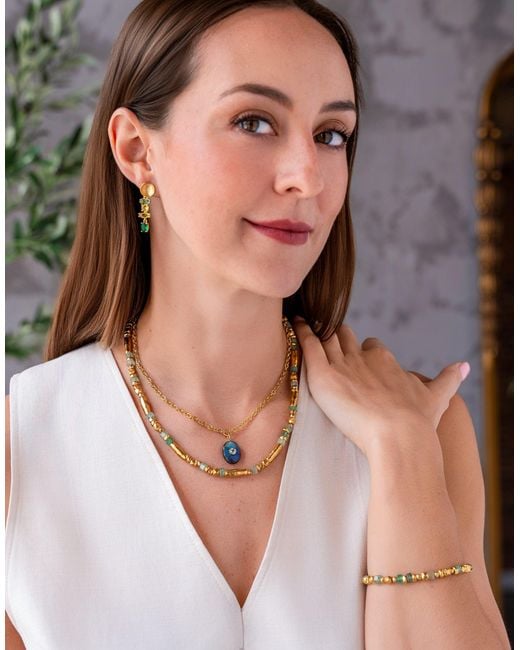 Loni Paul Jewelry Metallic Labradorite & Topaz Inlay Necklace