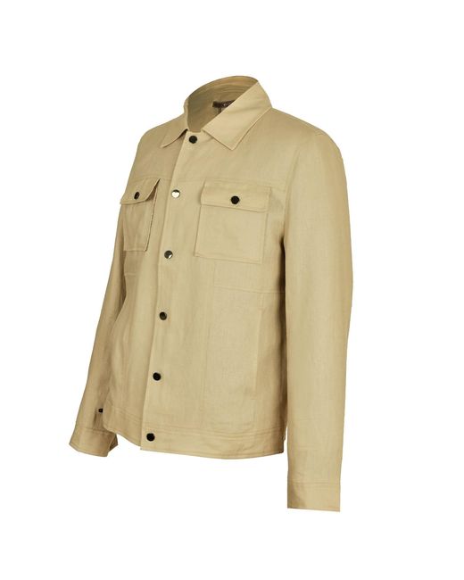 DAVID WEJ Natural Neutrals Hugo Linen Trucker Jacket for men
